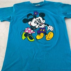 Mickey and Minnie vintage teal color T-shirt size Xsmall on Mickey & Co tag